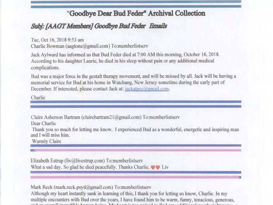 Goodbye Dear Bud Feder Archival Collection