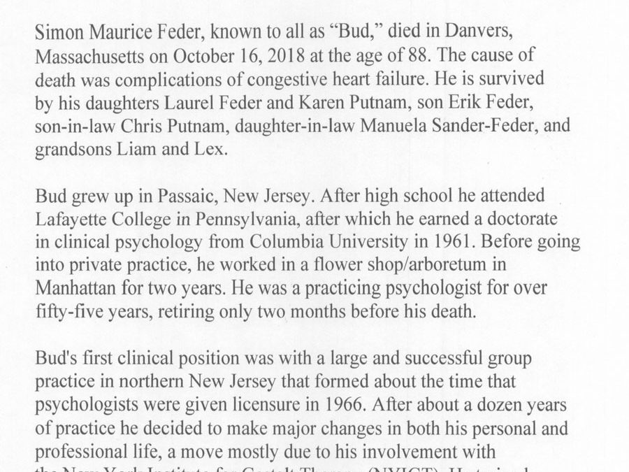 Jack Aylward Tribute to Bud Feder